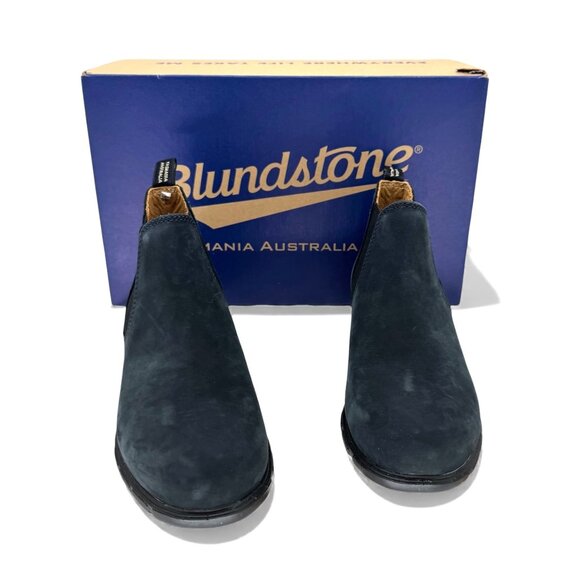 Blundstone 1975 Leather Low Heel Elastic Short Boots Navy Nubuck AU 5 Chelsea - Picture 9 of 12
